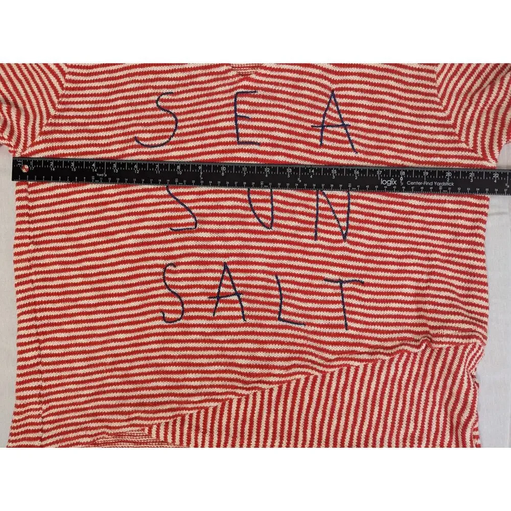 Sundry Striped Sea Sun Salt Embroidered Coastal Hooded Sweater